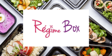 Logo régime box au dessus de nombreuses boîtes de repas